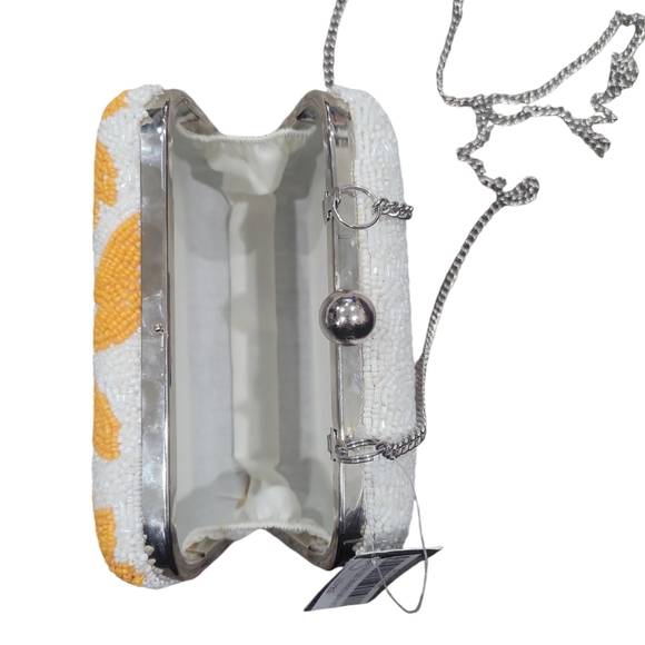 New With Tags! Lulus Ivory & Orange Beaded Clutch - Picture 5 of 7